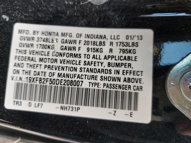 2013 Honda Civic Lx VIN: 19XFB2F50DE208007 Lot: 54327254