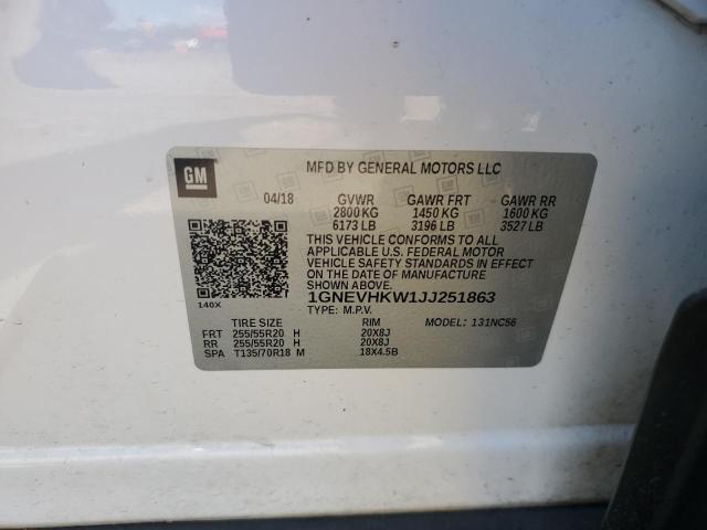 2018 Chevrolet Traverse Lt VIN: 1GNEVHKW1JJ251863 Lot: 55927654