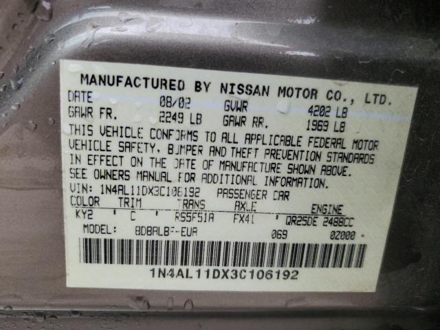 2003 Nissan Altima Base VIN: 1N4AL11DX3C106192 Lot: 54013224