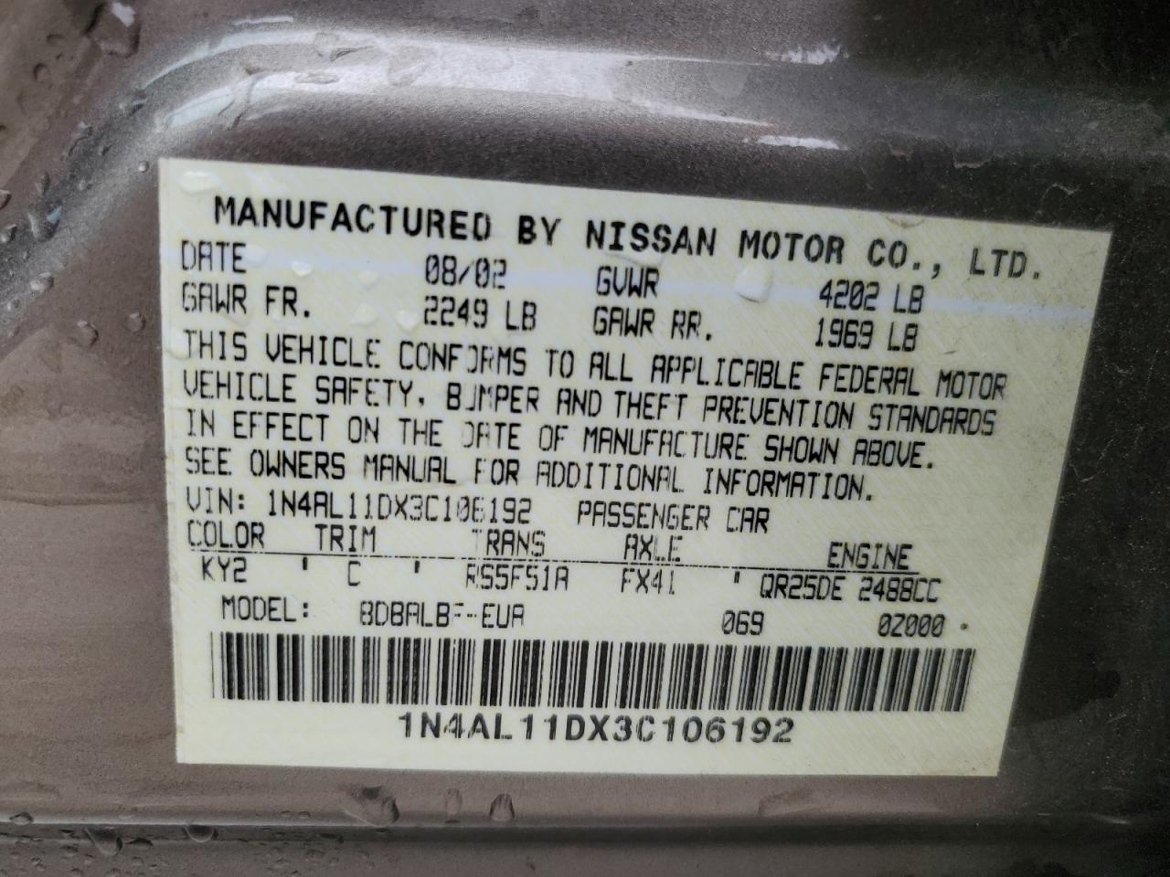 1N4AL11DX3C106192 2003 Nissan Altima Base