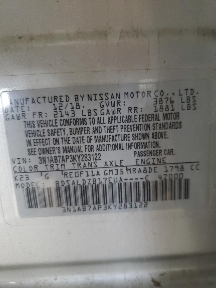 3N1AB7AP3KY283122 2019 Nissan Sentra S