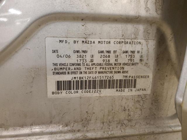2006 Mazda 3 I VIN: JM1BK12F461517265 Lot: 53841444