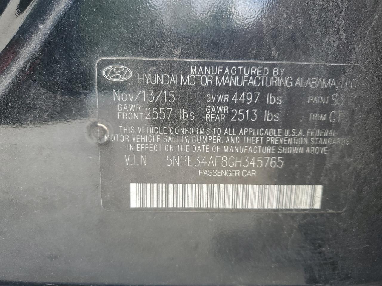 5NPE34AF8GH345765 2016 Hyundai Sonata Sport