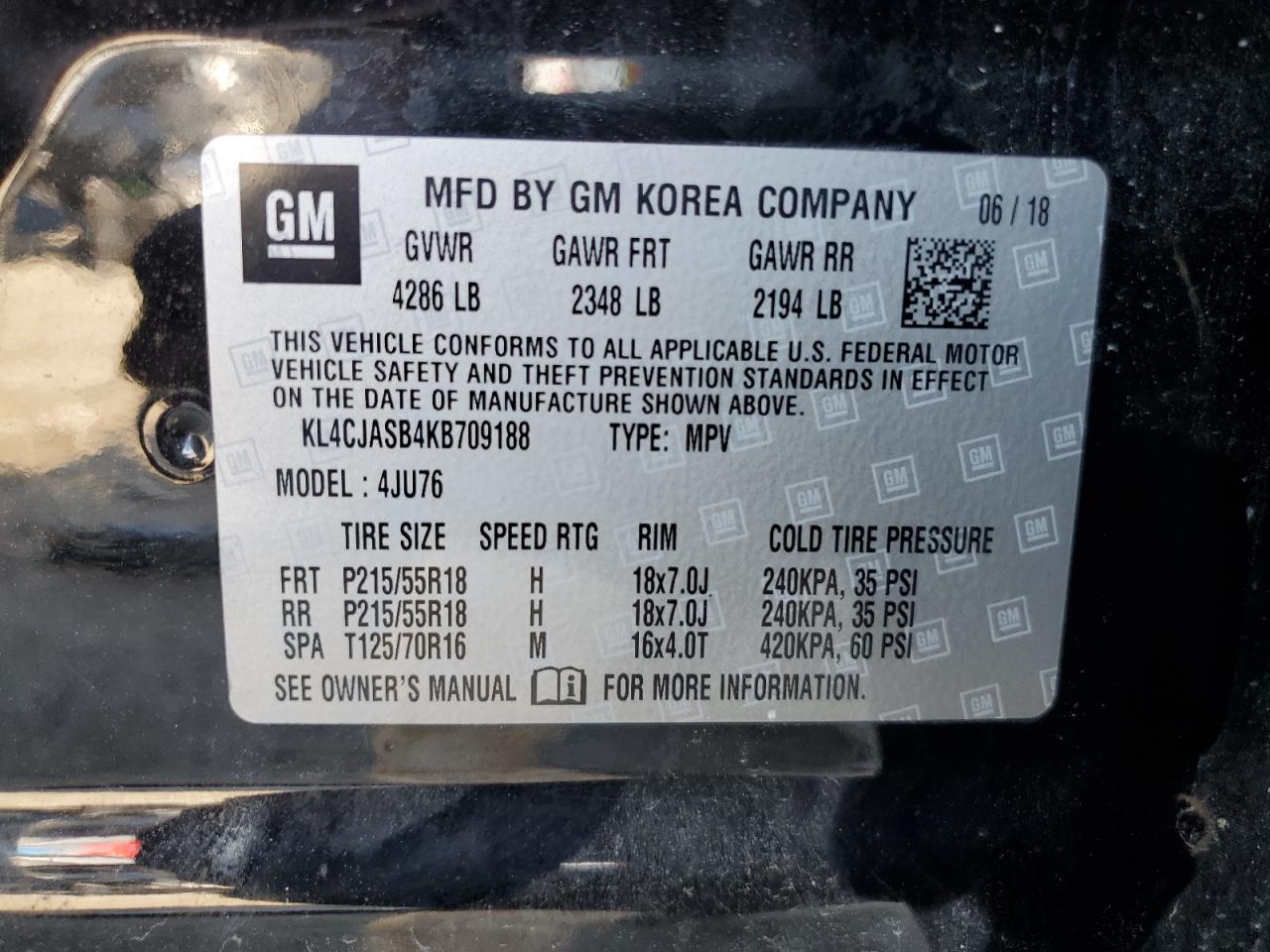 KL4CJASB4KB709188 2019 Buick Encore Preferred