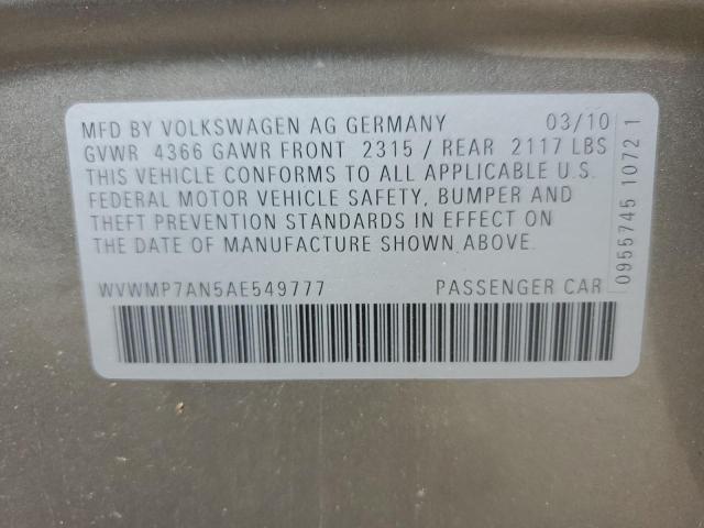 2010 Volkswagen Cc Sport VIN: WVWMP7AN5AE549777 Lot: 54235894