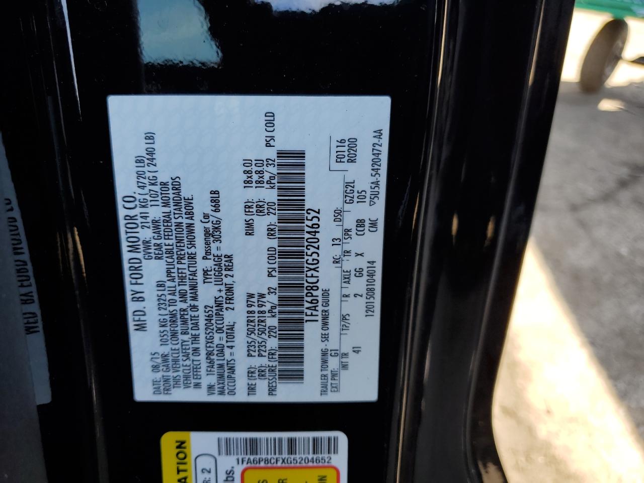 1FA6P8CFXG5204652 2016 Ford Mustang Gt