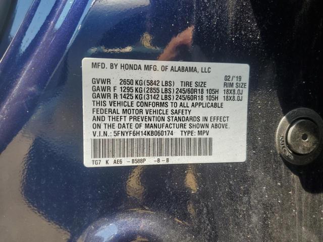 VIN 5FNYF6H14KB060174 2019 Honda Pilot, LX no.13