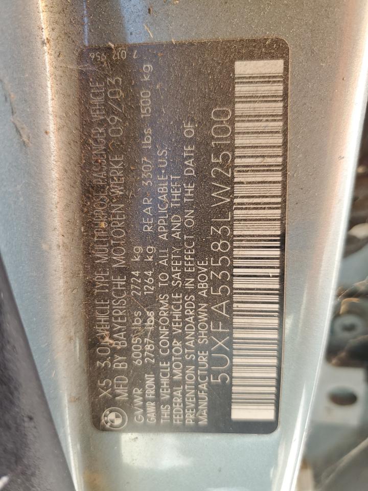 5UXFA53583LW25100 2003 BMW X5 3.0I