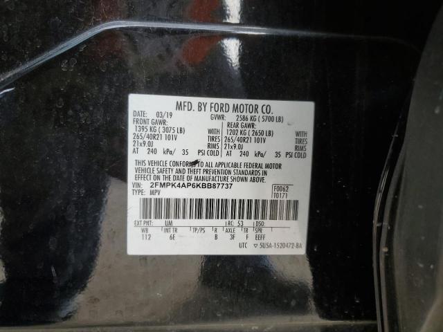 2019 Ford Edge St VIN: 1FMPK4AP6KBB87737 Lot: 55185394