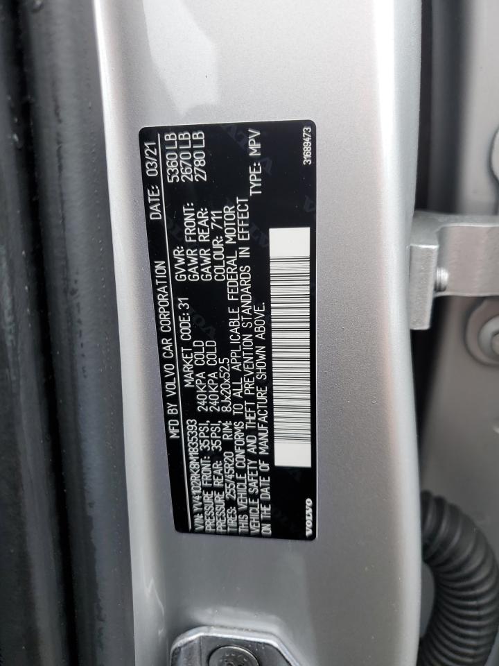 YV4102RK8M1835393 2021 Volvo Xc60 T5 Momentum