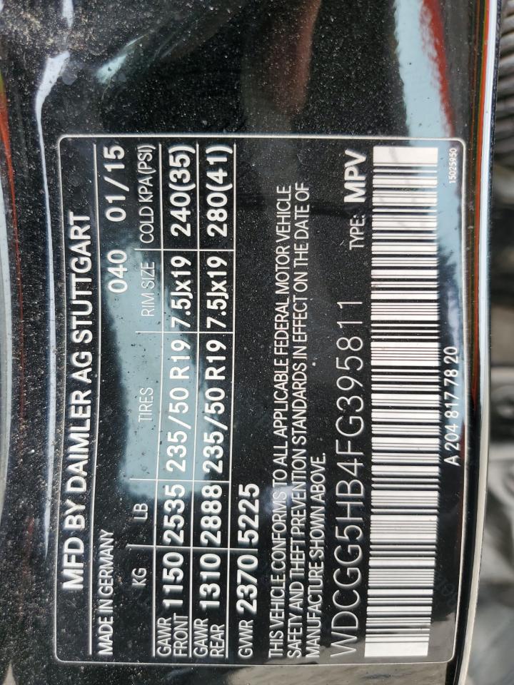 2015 Mercedes-Benz Glk 350 vin: WDCGG5HB4FG395811