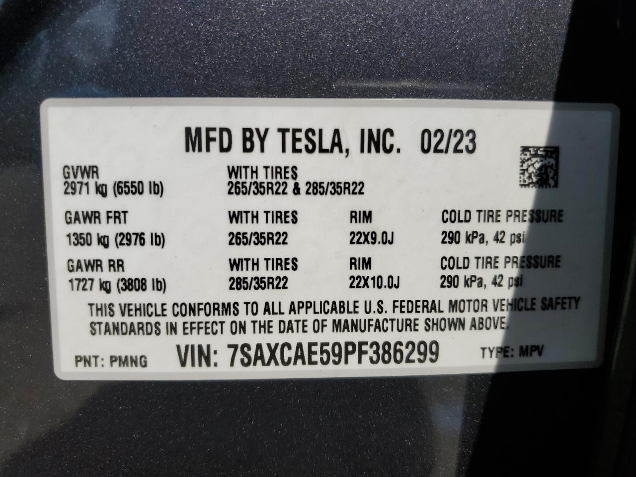 7SAXCAE59PF386299 2023 Tesla Model X