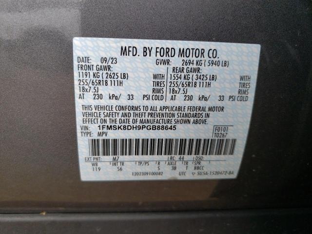 2023 Ford Explorer Xlt VIN: 1FMSK8DH9PGB88645 Lot: 55168114