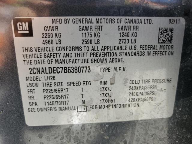 2011 Chevrolet Equinox Lt VIN: 2CNALDEC7B6380773 Lot: 56256954