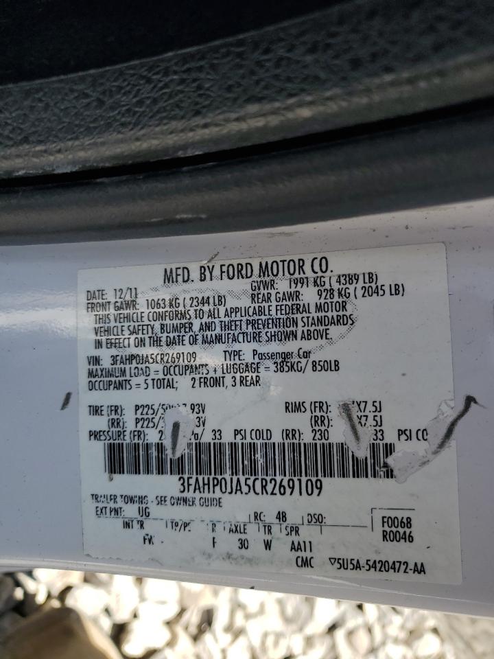 3FAHP0JA5CR269109 2012 Ford Fusion Sel