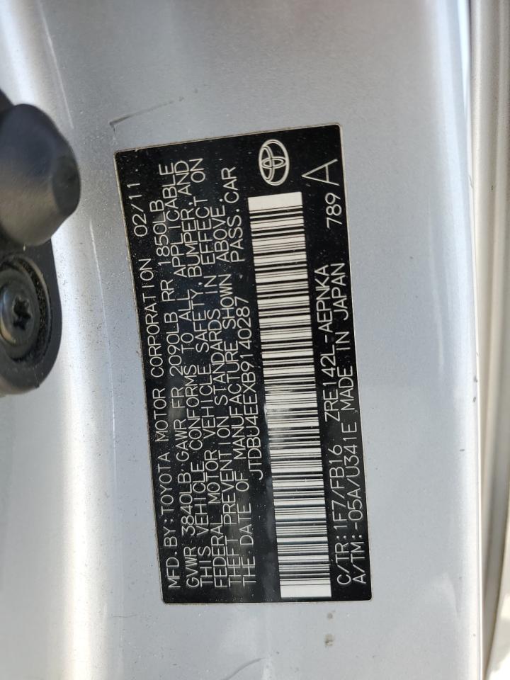 JTDBU4EEXB9140287 2011 Toyota Corolla Base