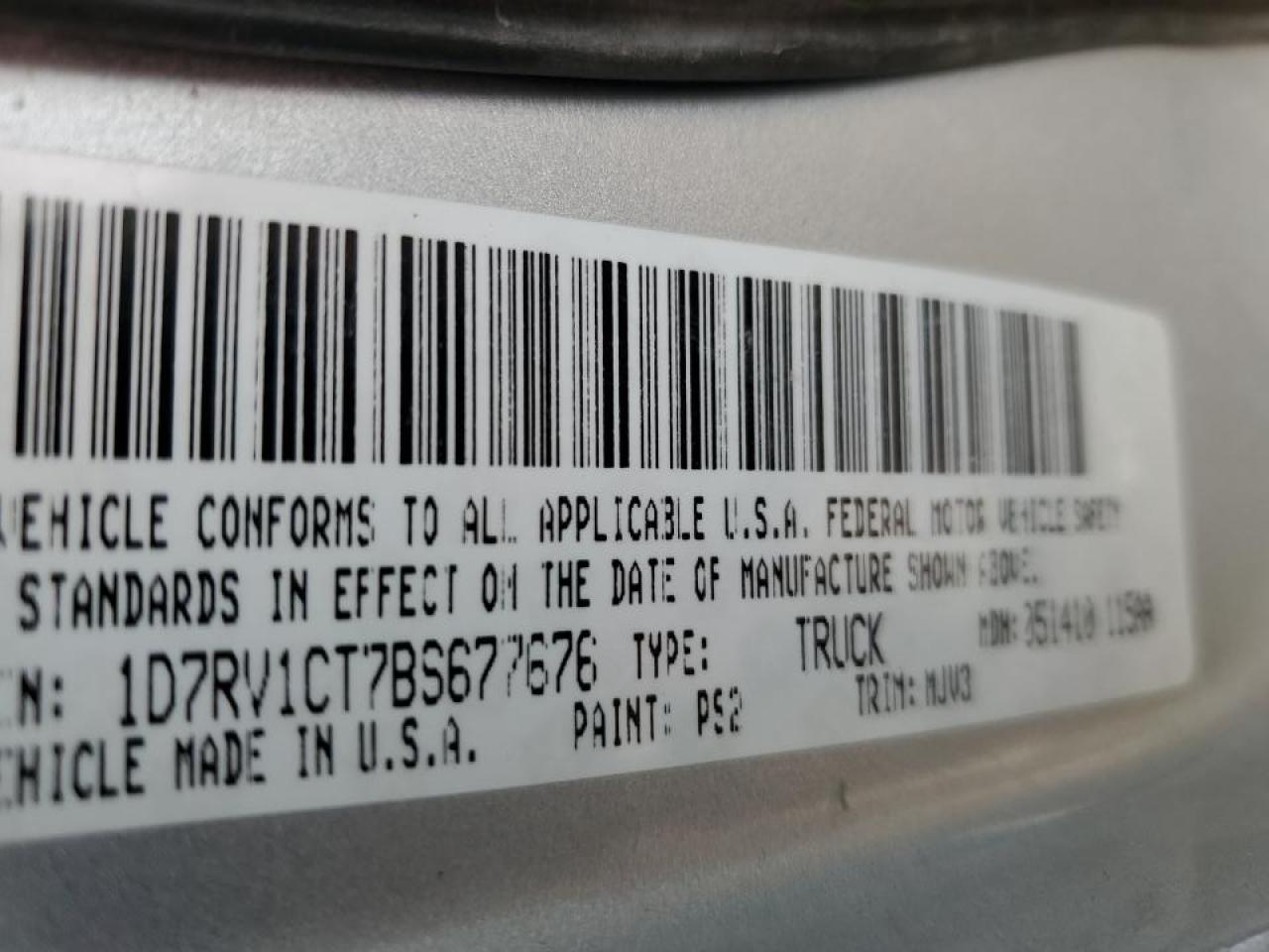 1D7RV1CT7BS677676 2011 Dodge Ram 1500