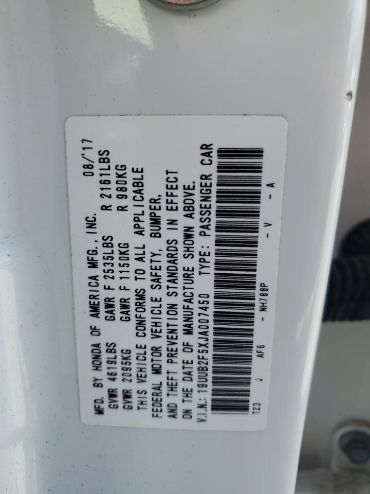 19UUB2F5XJA007450 2018 Acura Tlx Tech