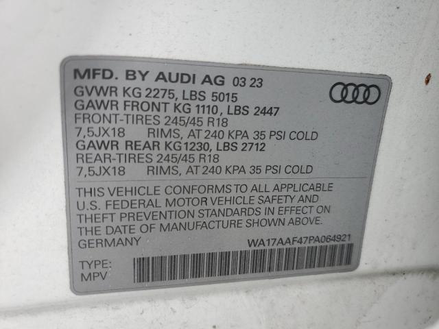 2023 Audi A4 Allroad Premium VIN: WA17AAF47PA064921 Lot: 56037314