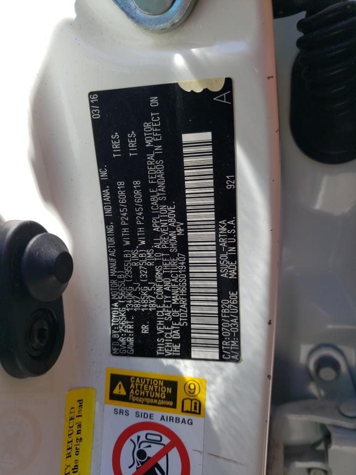 5TDZARFH6GS019407 2016 Toyota Highlander Le