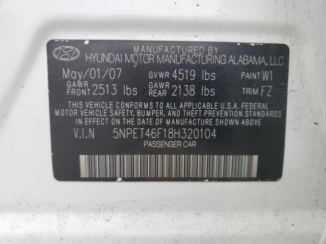 2008 Hyundai Sonata Gls VIN: 5NPET46F18H320104 Lot: 53126144