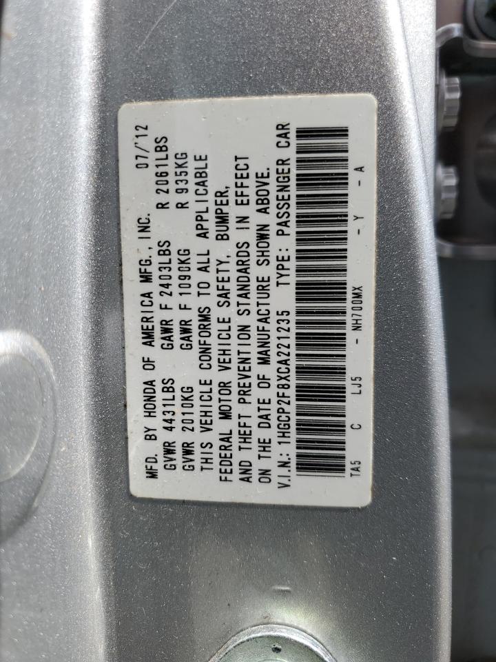 1HGCP2F8XCA221235 2012 Honda Accord Exl