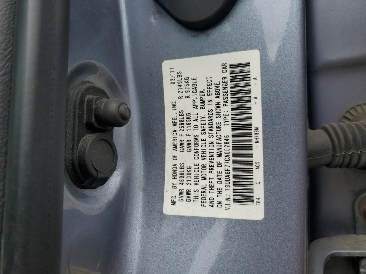 19UUA8F77CA002846 2012 Acura Tl