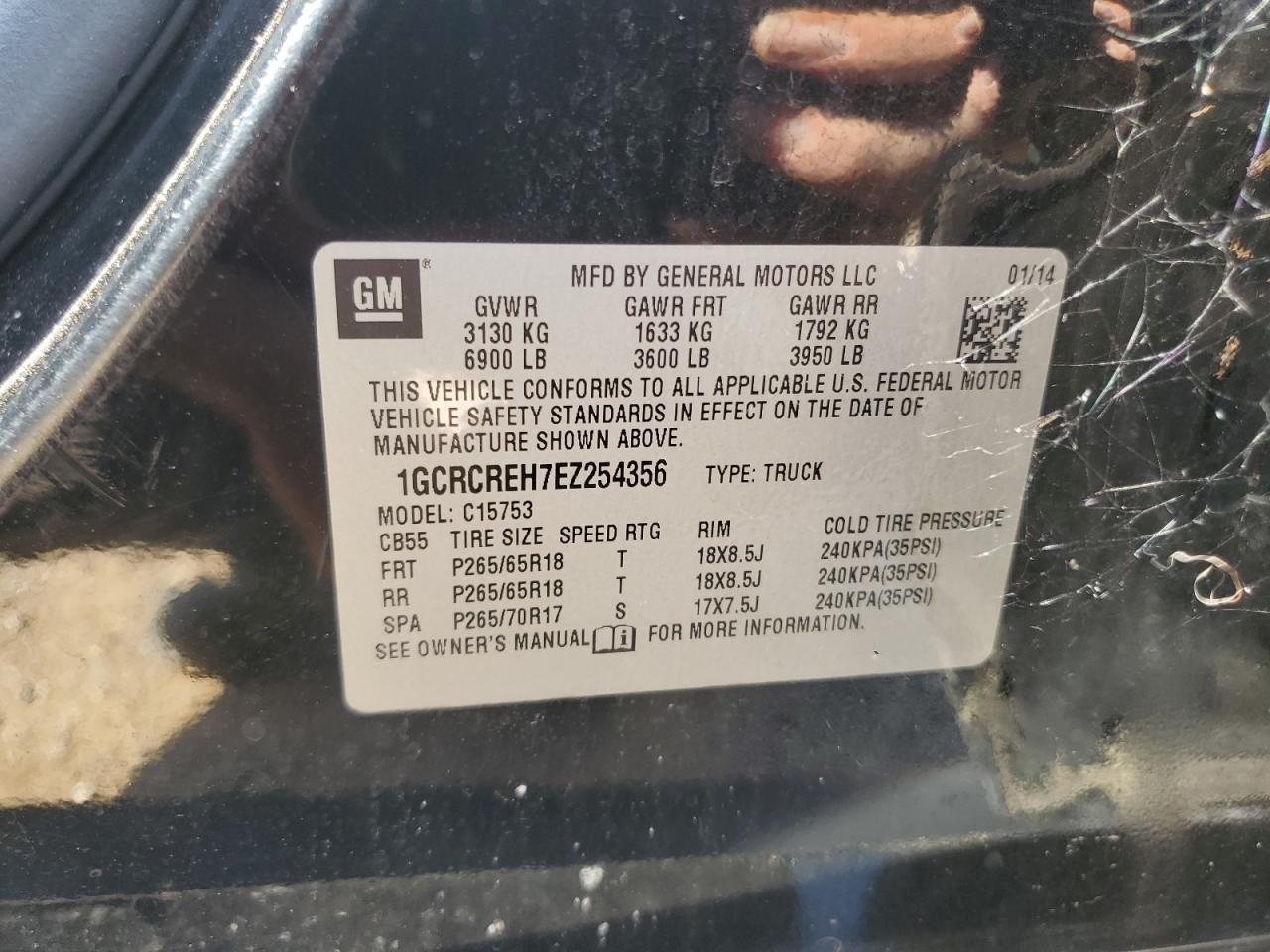 1GCRCREH7EZ254356 2014 Chevrolet Silverado C1500 Lt