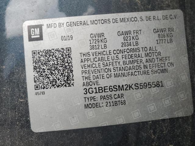 2019 Chevrolet Cruze Lt VIN: 3G1BE6SM2KS595581 Lot: 55327034