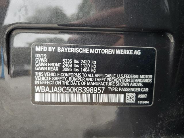 VIN WBAJA9C50KB398957 2019 BMW 5 Series, 530E no.12