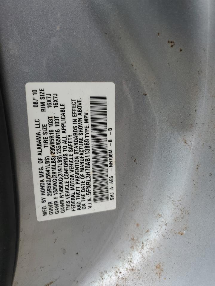 5FNRL3H70AB113869 2010 Honda Odyssey Exl