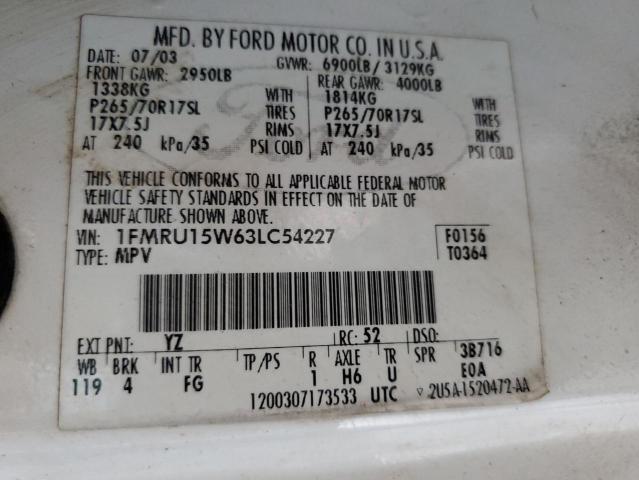 1FMRU15W63LC54227 2003 Ford Expedition Xlt