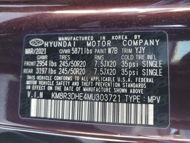 2021 Hyundai Palisade Sel VIN: KM8R3DHE4MU303721 Lot: 55203504