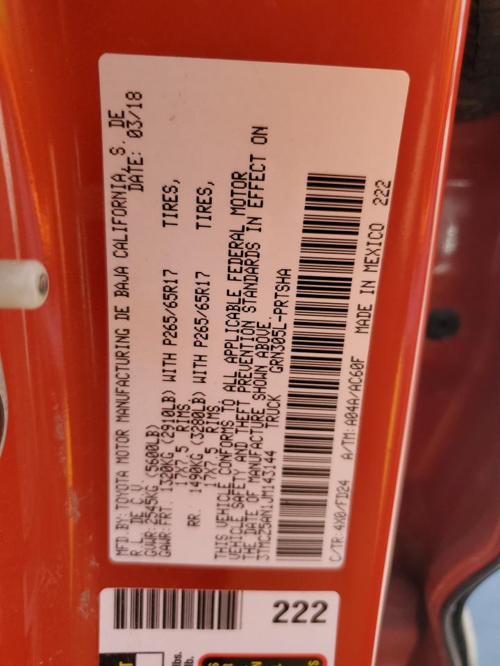 3TMCZ5AN1JM143144 2018 Toyota Tacoma Double Cab