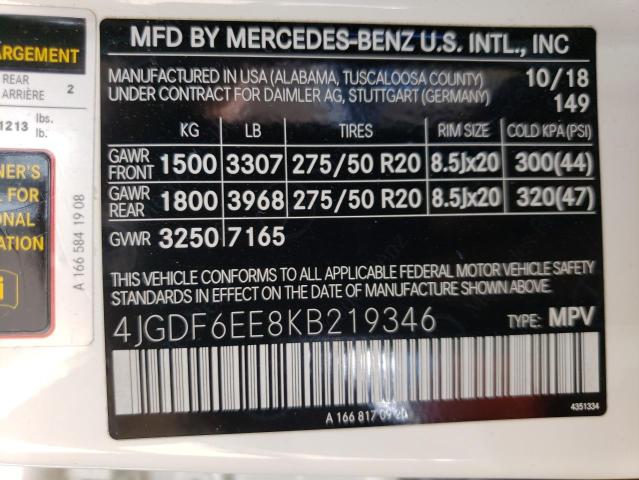 2019 Mercedes-Benz Gls 450 4Matic VIN: 4JGDF6EE8KB219346 Lot: 54375644