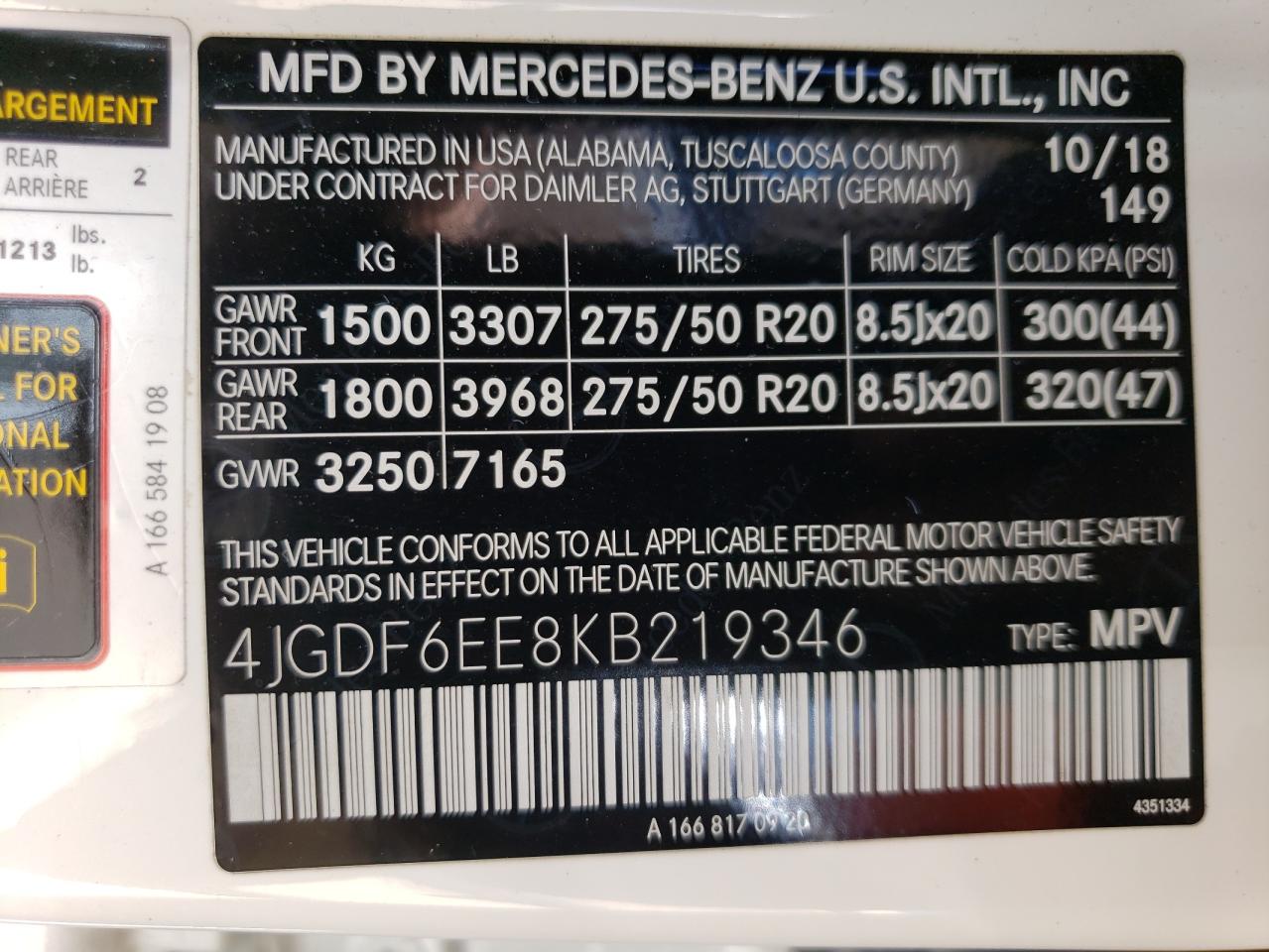 4JGDF6EE8KB219346 2019 Mercedes-Benz Gls 450 4Matic