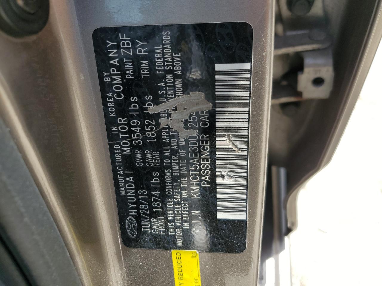 KMHCT5AE3DU125449 2013 Hyundai Accent Gls