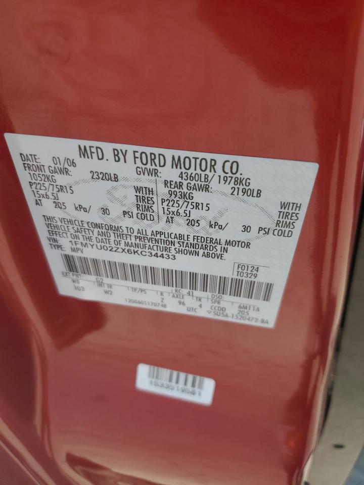 1FMYU02ZX6KC34433 2006 Ford Escape Xls