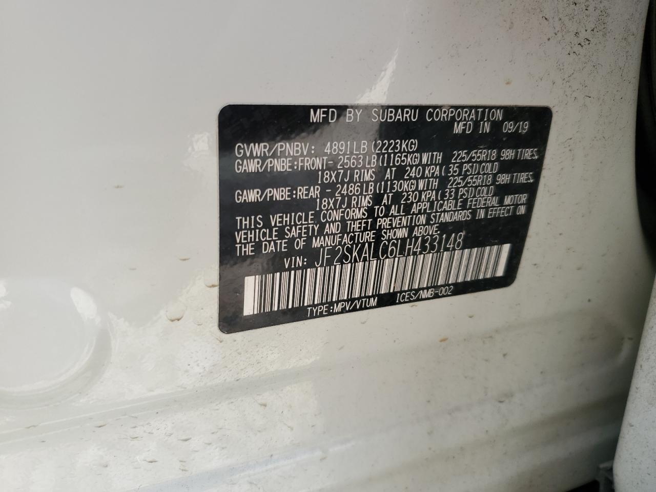 JF2SKALC6LH433148 2020 Subaru Forester Sport