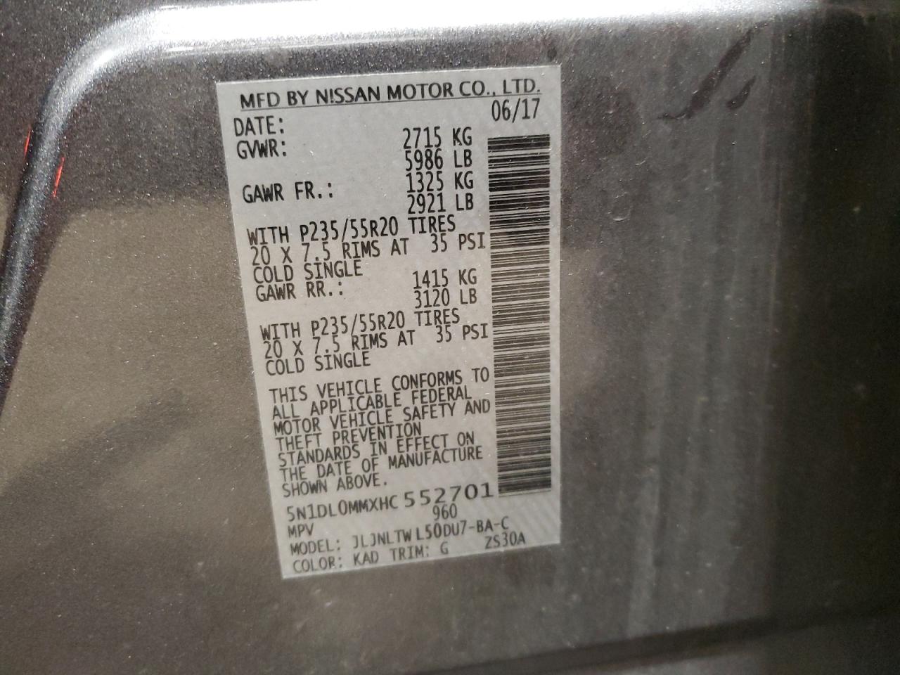 5N1DL0MMXHC552701 2017 Infiniti Qx60