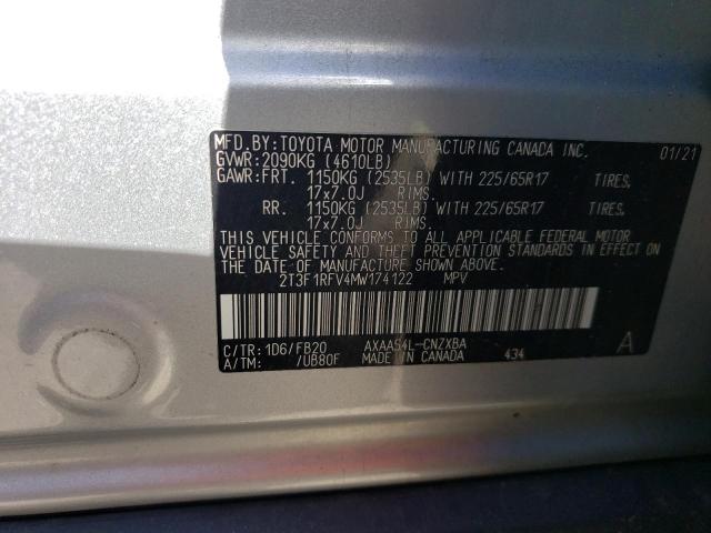 2021 Toyota Rav4 Le VIN: 2T3F1RFV4MW174122 Lot: 56021214