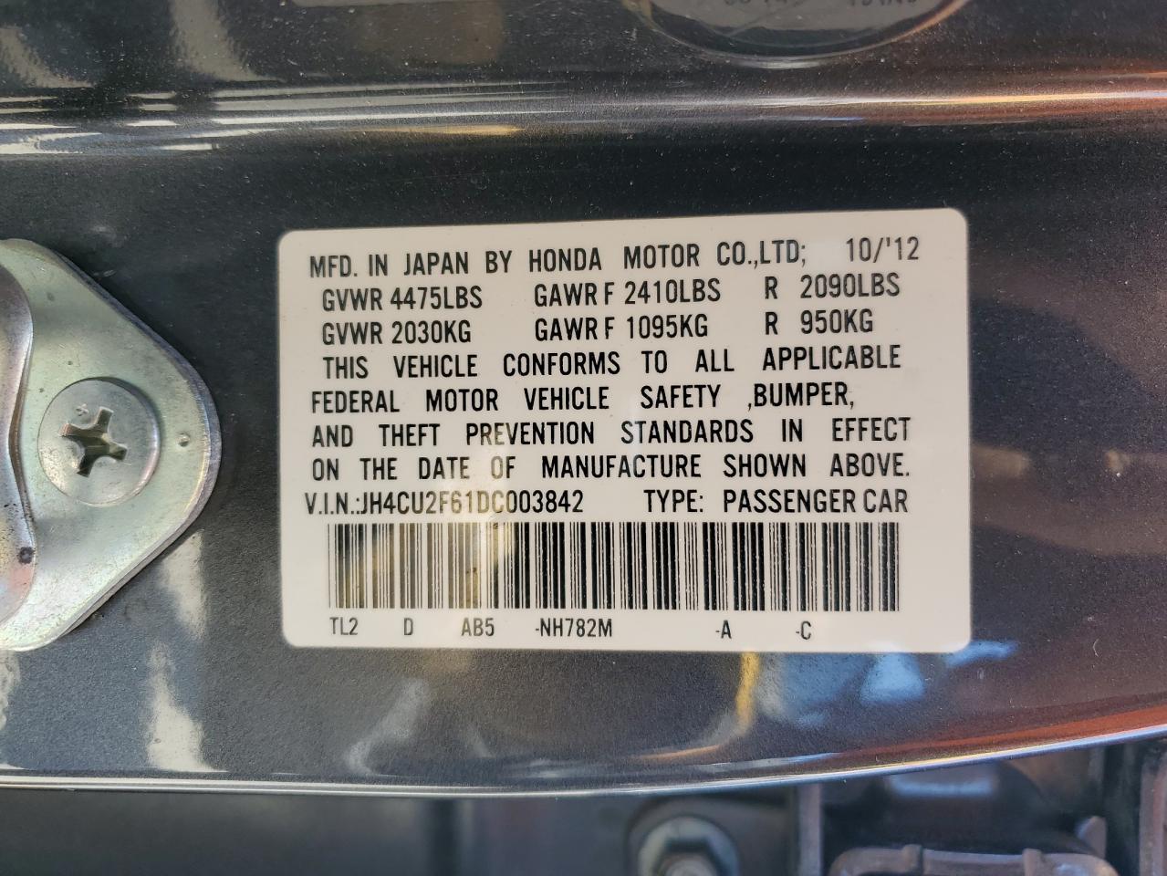 JH4CU2F61DC003842 2013 Acura Tsx Tech