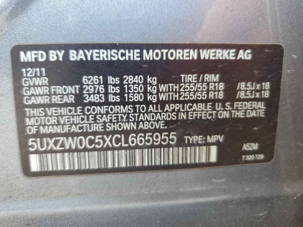 5UXZW0C5XCL665955 2012 BMW X5 xDrive35D