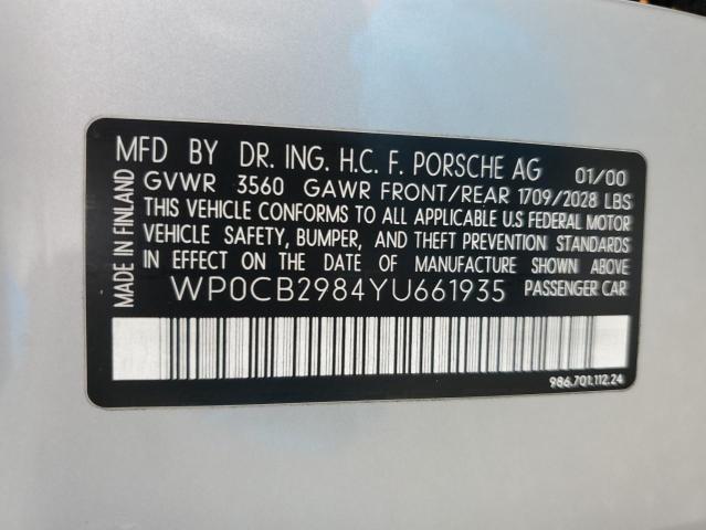 2000 Porsche Boxster S VIN: WP0CB2984YU661935 Lot: 55491954