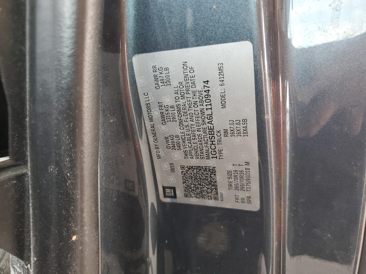 1GCHSBEA6L1109474 2020 Chevrolet Colorado