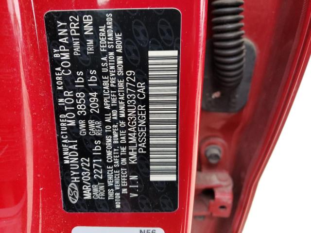 2022 HYUNDAI ELANTRA SE - KMHLM4AG3NU337729