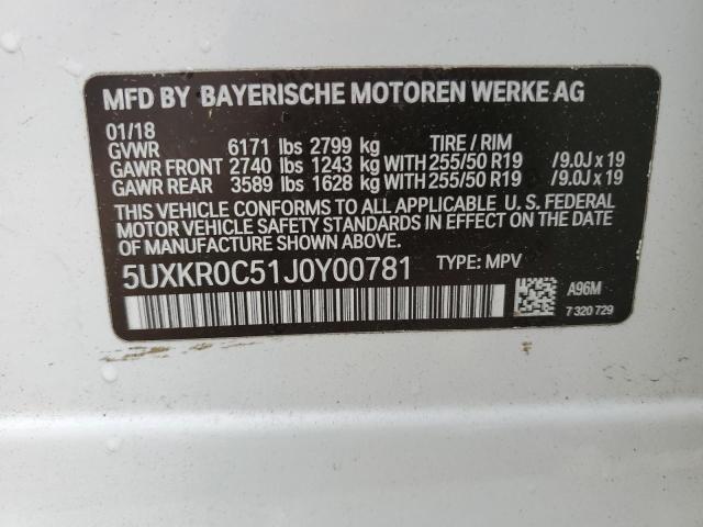 2018 BMW X5 xDrive35I VIN: 5UXKR0C51J0Y00781 Lot: 54237084