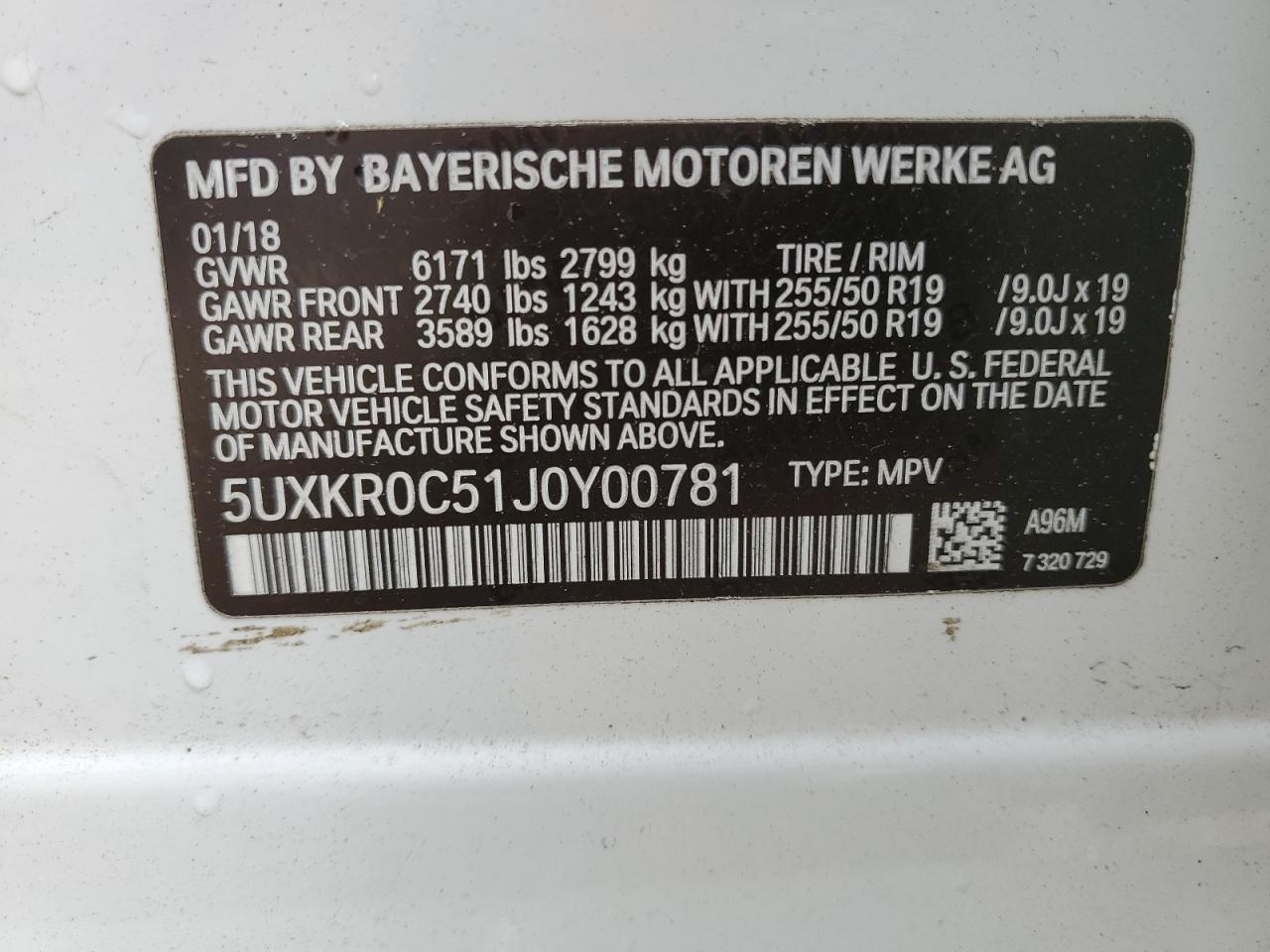 5UXKR0C51J0Y00781 2018 BMW X5 xDrive35I