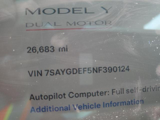 2022 Tesla Model Y VIN: 7SAYGDEF5NF390124 Lot: 54721364