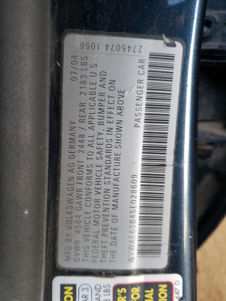 WVWAE63B45E028609 2005 Volkswagen Passat Gls Tdi